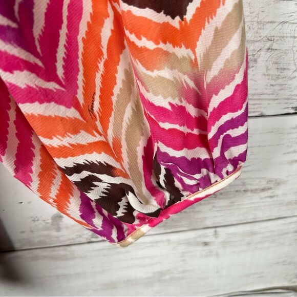 Trina Turk Los Angeles USA 100% Silk Peasant Blouse Artsy Boho Chic Size Small - Picture 4 of 9